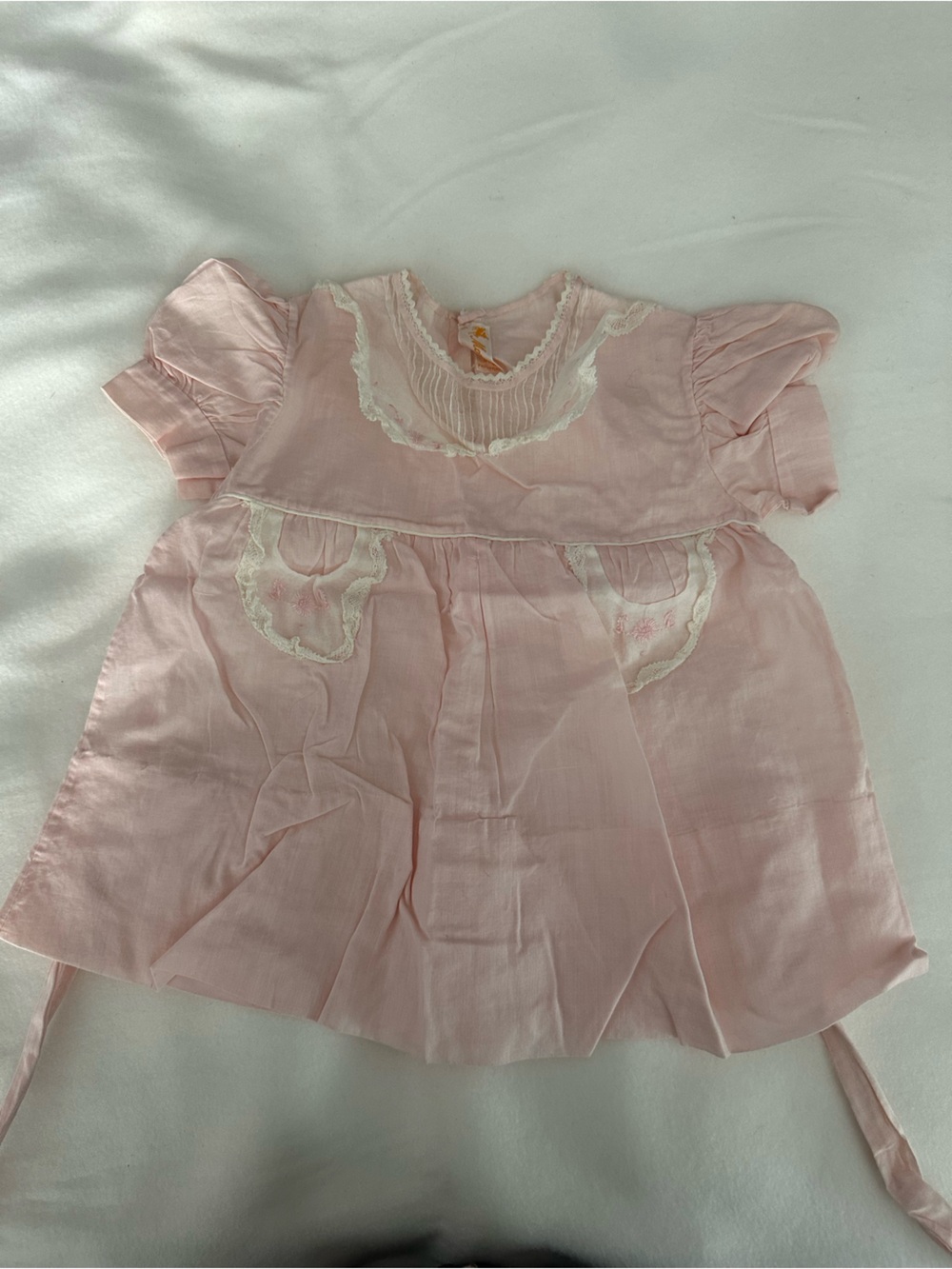 Vintage Baby’s Pale Pink Lace-Trim Casual Dress